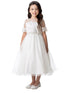 Girls Multi Color Sequin Floral Lace Crystal Tulle Tea Length Flower Girl Dress 2-16 - SophiasStyle.com